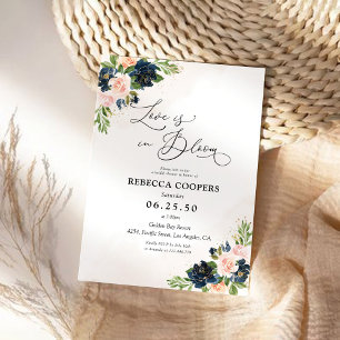 Invitation à la douche nuptiale marine et rose pâl