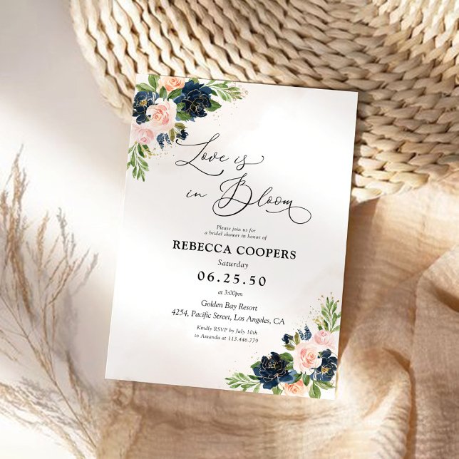 Invitation à la douche nuptiale marine et rose pâl (Créateur téléchargé)