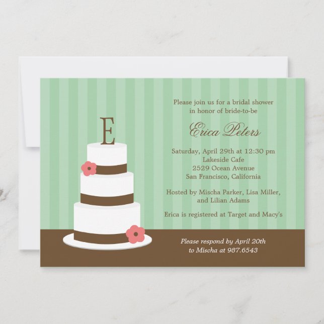 Invitation à la douche nuptiale Monogramme Cake -  (Devant)