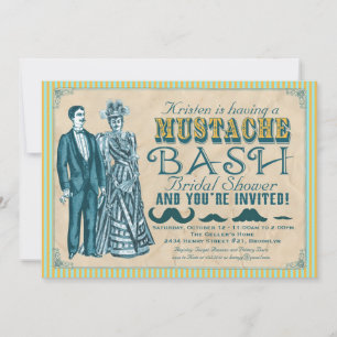 Invitation à la douche nuptiale Mustache Bash