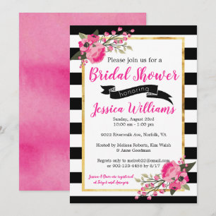 Invitation à la douche nuptiale noire blanche