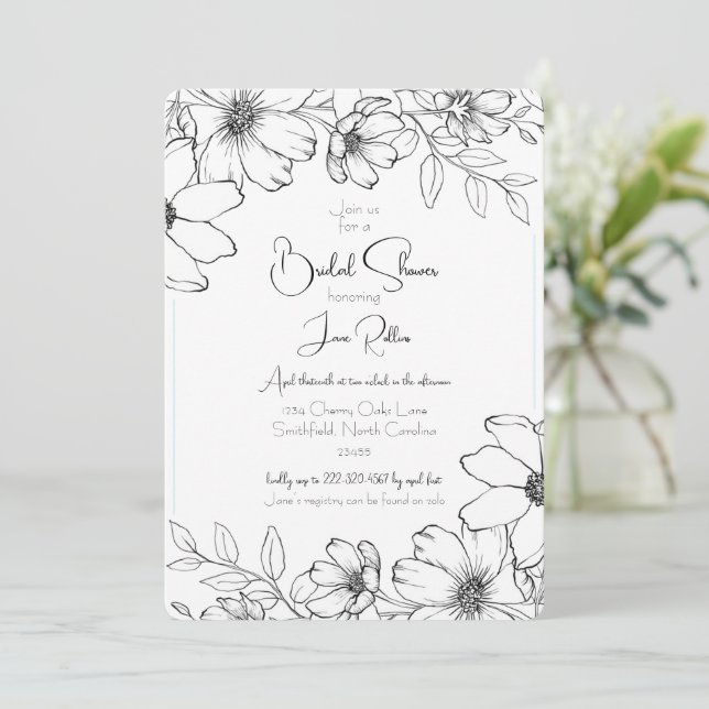 Invitation à la douche nuptiale noire et blanche (Debout devant)