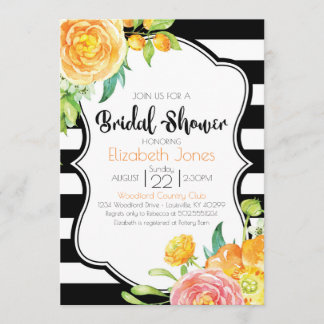 Invitation à la douche nuptiale noire et blanche