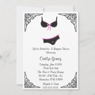 Invitation à la douche nuptiale noire et rose