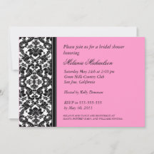 Invitation à la douche nuptiale noire et rose Dama