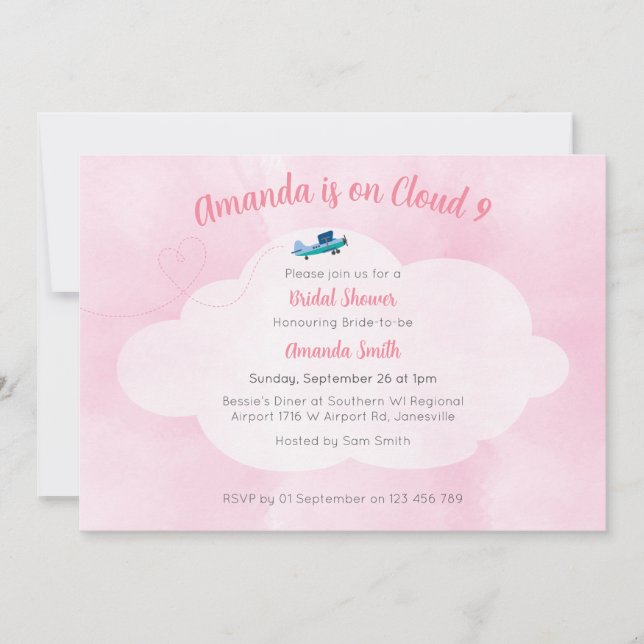 Invitation à la douche nuptiale Nuage 9 (Devant)