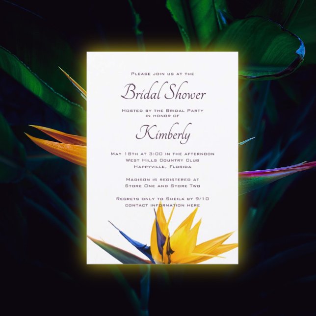 Invitation à la douche nuptiale Oiseau du Paradis (Créateur téléchargé)