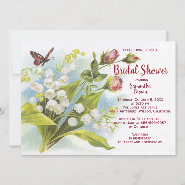 Invitation à la douche nuptiale papillon (Devant)