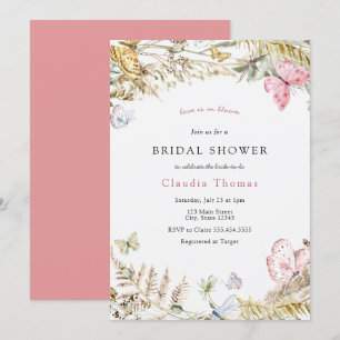 Invitation à la douche nuptiale papillon Bohème