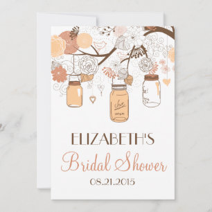 Invitation à la douche nuptiale Peach Mason Jars