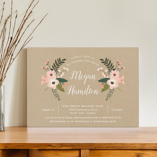 Invitation à la douche nuptiale Peach Meadow Kraft (Créateur téléchargé)