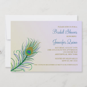 Invitation à la douche nuptiale Peacock Feather