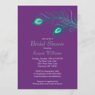 Invitation à la douche nuptiale Peacock Feathers