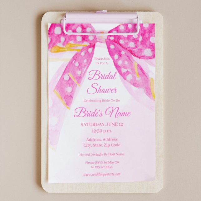 Invitation à la douche nuptiale Pink Yellow Polka  (Créateur téléchargé)