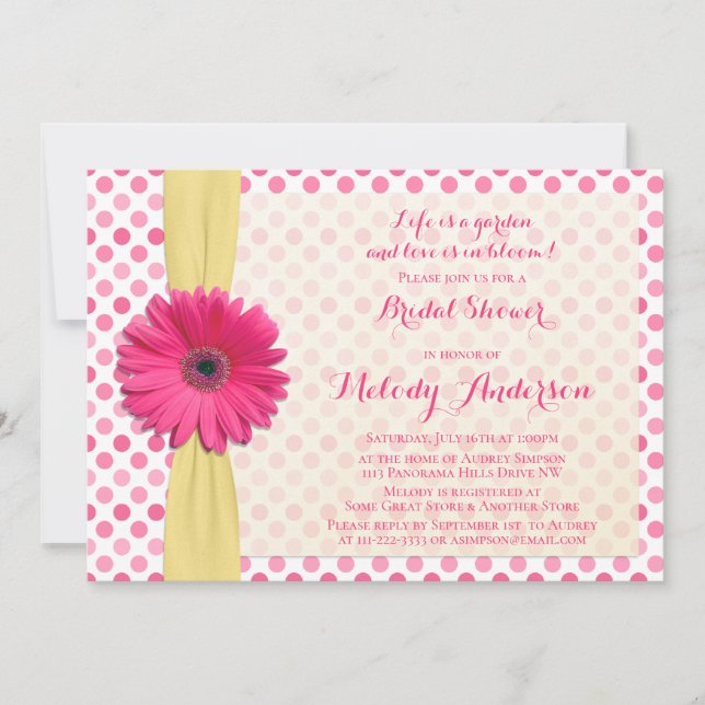 Invitation à la douche nuptiale Polka Dot Rose Ger (Devant)