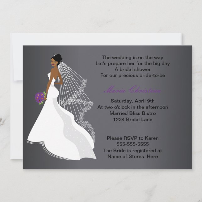 Invitation à la douche nuptiale pour fille glamour (Devant)