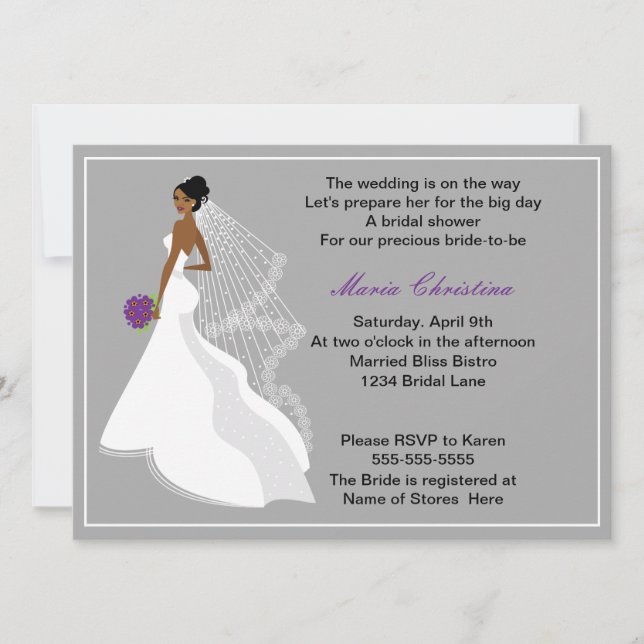 Invitation à la douche nuptiale pour fille glamour (Devant)
