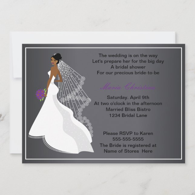Invitation à la douche nuptiale pour fille glamour (Devant)