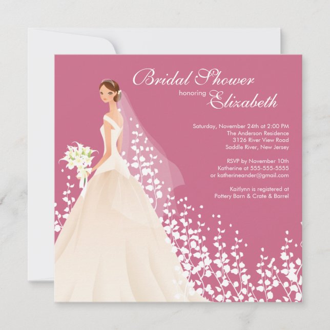 Invitation à la douche nuptiale pour mariée élégan (Devant)