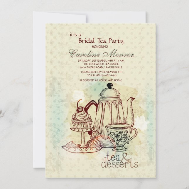 Invitation à la douche nuptiale pour thé et desser (Devant)