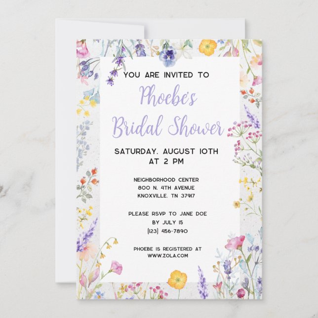 Invitation à la douche nuptiale printanière (Devant)