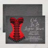 Invitation à la douche nuptiale Red Corset Lingeri