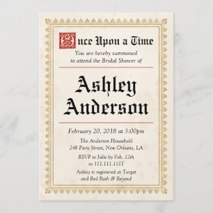 Invitation à la douche nuptiale Renaissance médiév