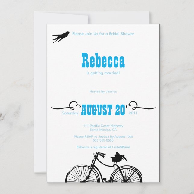 Invitation à la douche nuptiale Retro Bike (Devant)