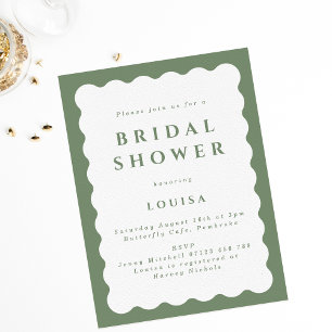 Invitation à la douche nuptiale Retro Sage Green W