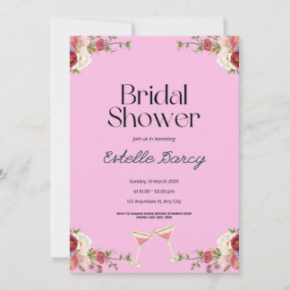 Invitation à la douche nuptiale rose