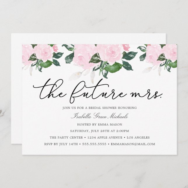 Invitation à la douche nuptiale rose (Devant / Derrière)