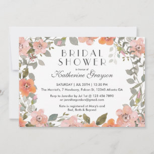 Invitation à la douche nuptiale rose aquarelle