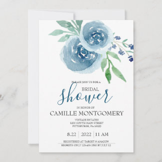 Invitation à la douche nuptiale Rose de Bohême Ble