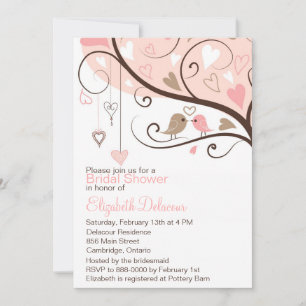 Invitation à la douche nuptiale rose et Brown des 
