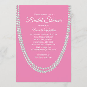 Invitation à la douche nuptiale rose et perles