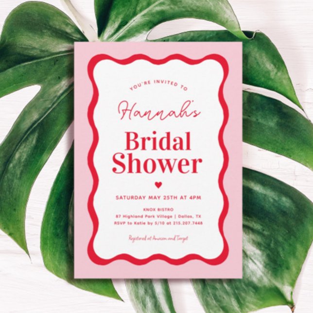 Invitation à la douche nuptiale rose et rouge (Créateur téléchargé)