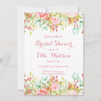 Invitation à la douche nuptiale rose florale