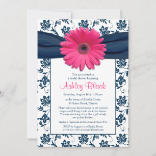 Invitation à la douche nuptiale rose Gerber Navy D