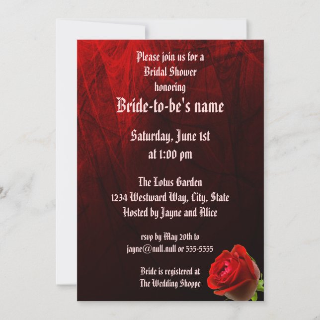 Invitation à la douche nuptiale Rose gothique (Devant)