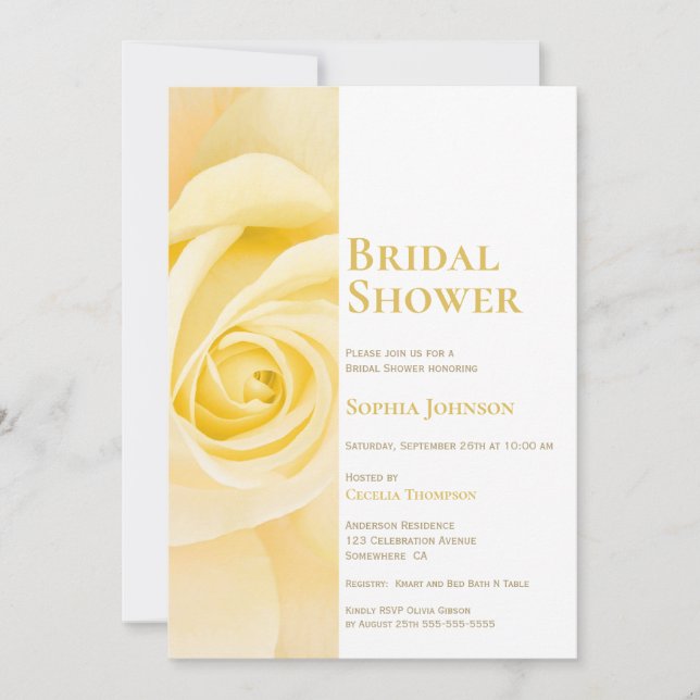 Invitation à la douche nuptiale rose jaune moderne (Devant)