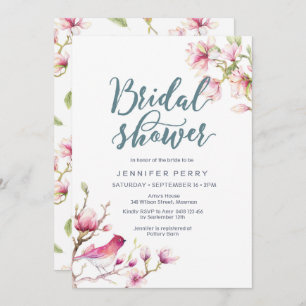 Invitation à la douche nuptiale rose Magnolia