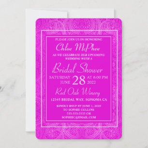 Invitation à la douche nuptiale rose Paisley