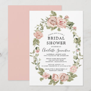 Invitation à la douche nuptiale rose-poussière
