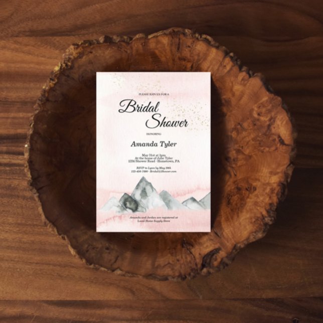 Invitation à la douche nuptiale rose Sunrise Mount (Créateur téléchargé)