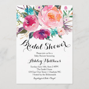 Invitation à la douche nuptiale rose vif