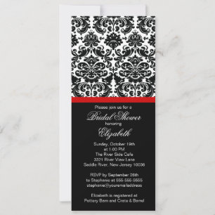 Invitation à la douche nuptiale rouge Damask