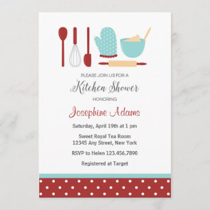 Invitation à la douche nuptiale rouge et bleue