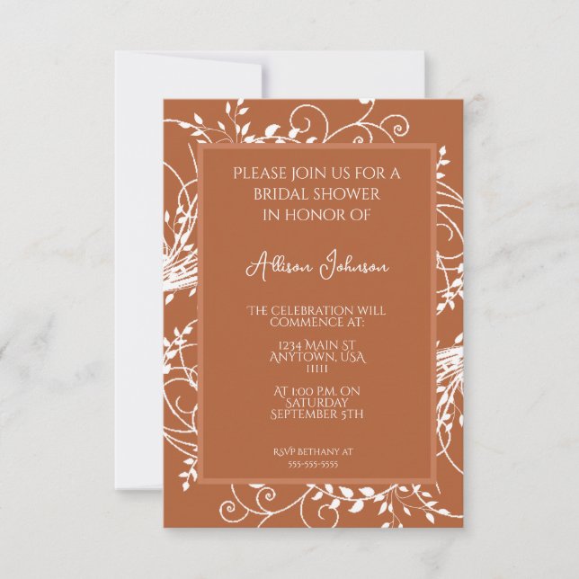 Invitation à la douche nuptiale rouille (Devant)