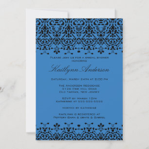 Invitation à la douche nuptiale Royal Blue & Black