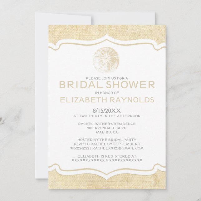 Invitation à la douche nuptiale Rustic Burlap (Devant)